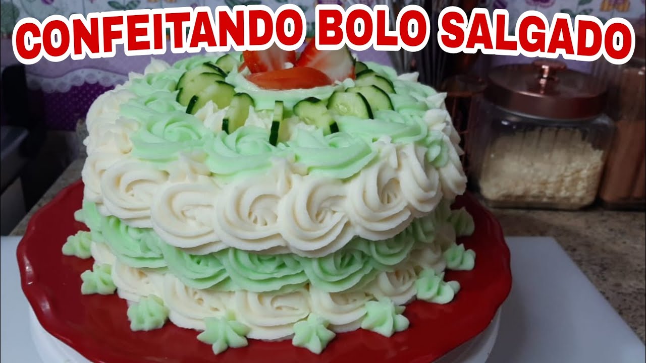 BOLO DE FESTA SALGADO DECORADO (video 2)  com PÃO DE LÓ salgado🎂 CacauDoce💋