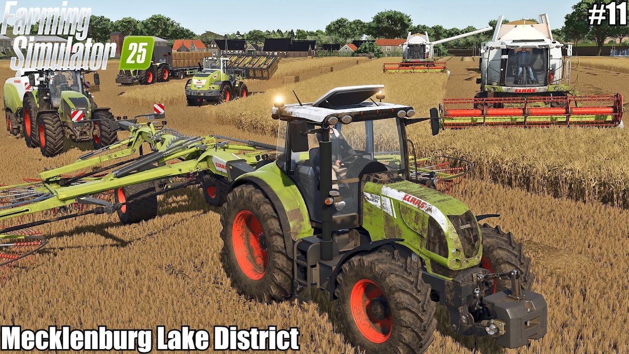 HARVESTING WHEAT WITH TWO CLAAS HARVESTERS AND BALING SQUARE BALES | MECKLENBURG LAKE DISTRICT | 11