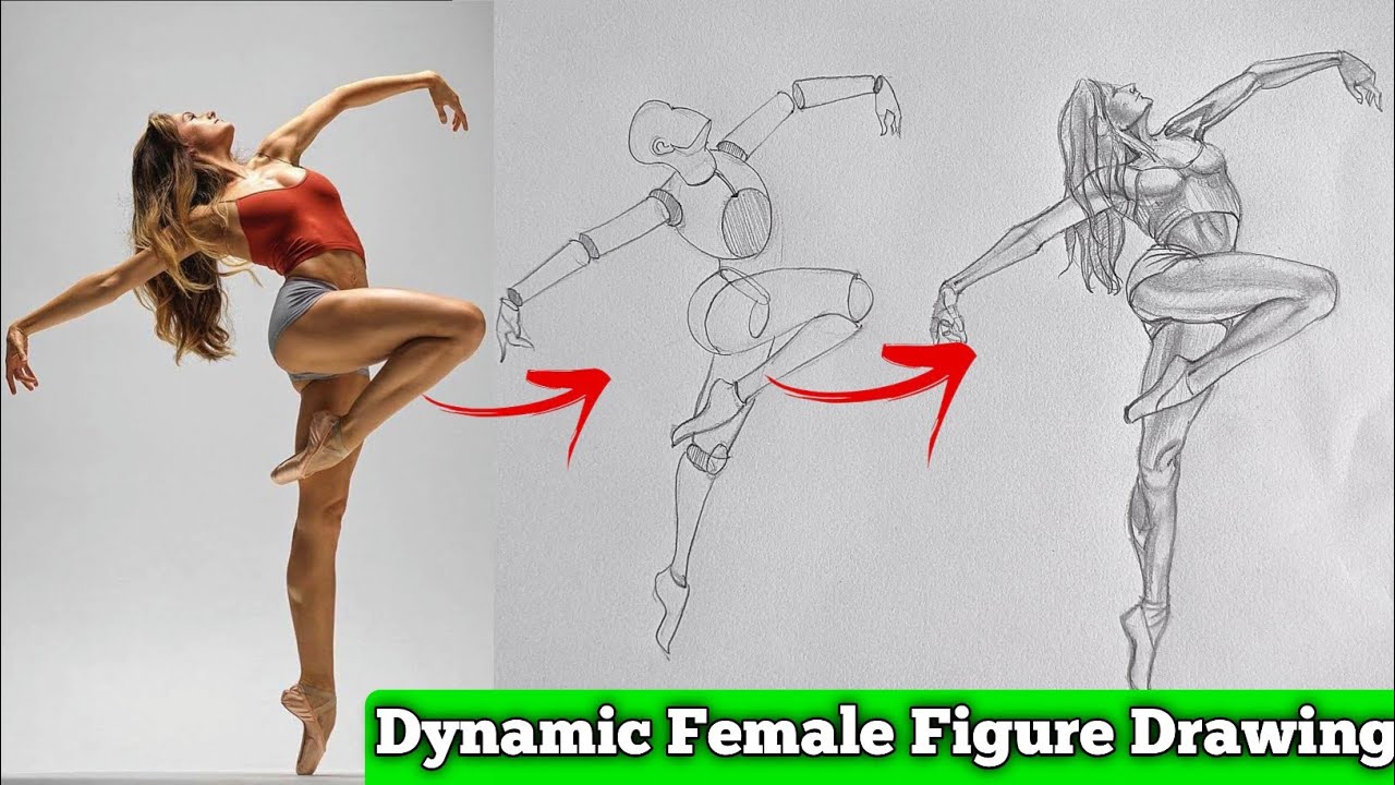 How To Draw a Female Dynamic Figure||Volumetric Figure Drawing