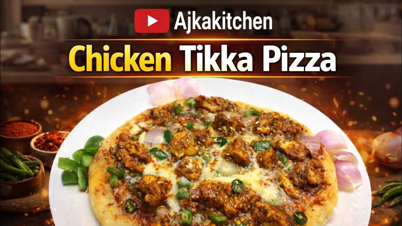Chicken Tikka Pizza Recipe at Home By @ajkakitchen with Sajida Hameed 