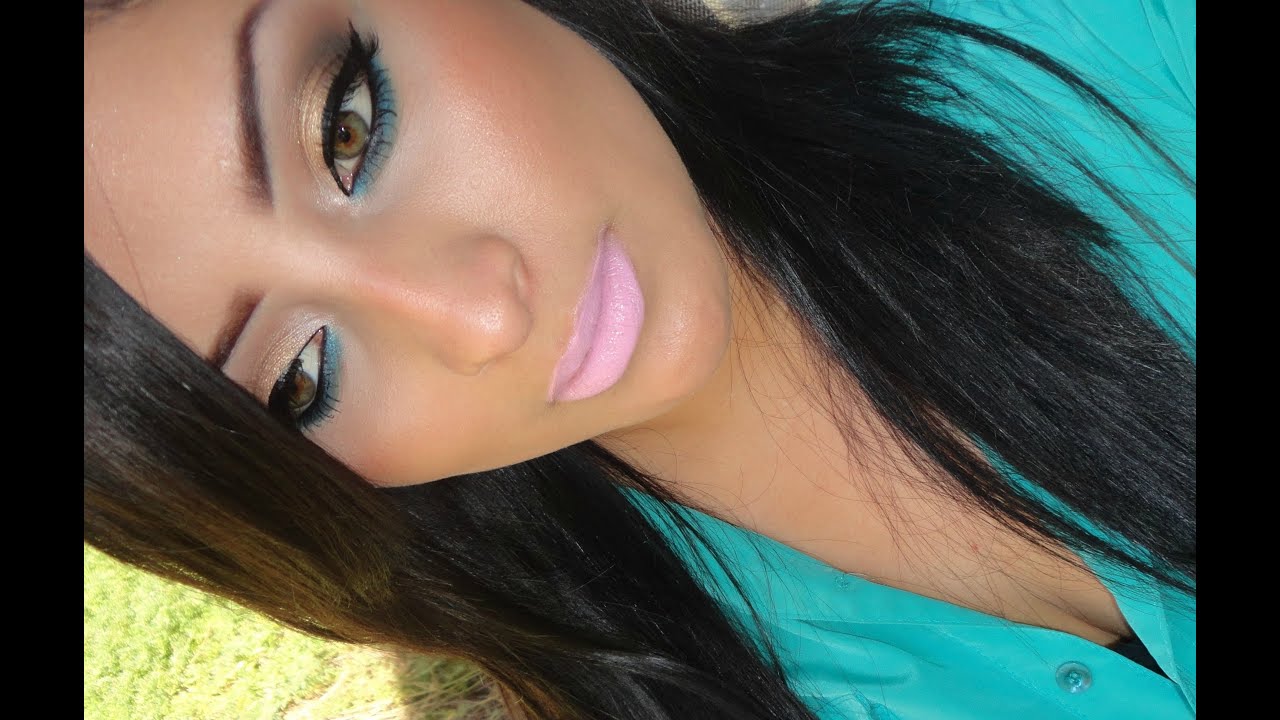 Girls Day out Makeup Smokey Neutral with a pop of teal