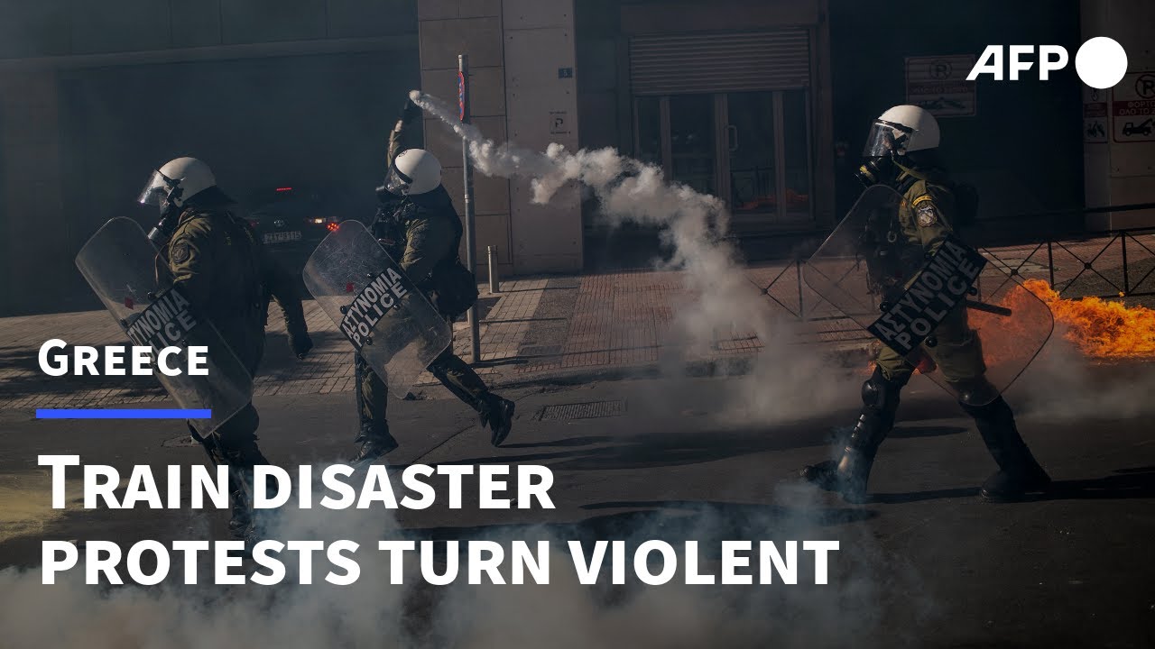 Greek train disaster protests in Athens turn violent | AFP