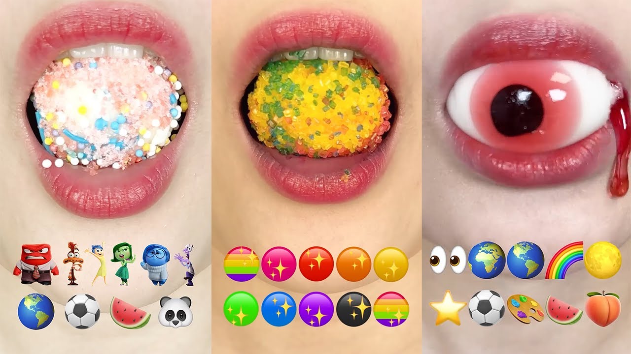 asmr POP ROCKS SPRINKLE BALL JELLY EMOJI FOOD COLLECTION 팝핑캔디 볼젤리 이모지 먹방 모음 eating sounds