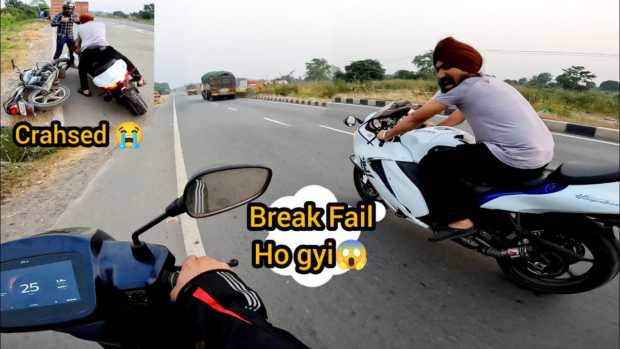 Hayabusa Break Fail Ho Gyi 😱 Bike Uncontrol 😭 Live Crash😭