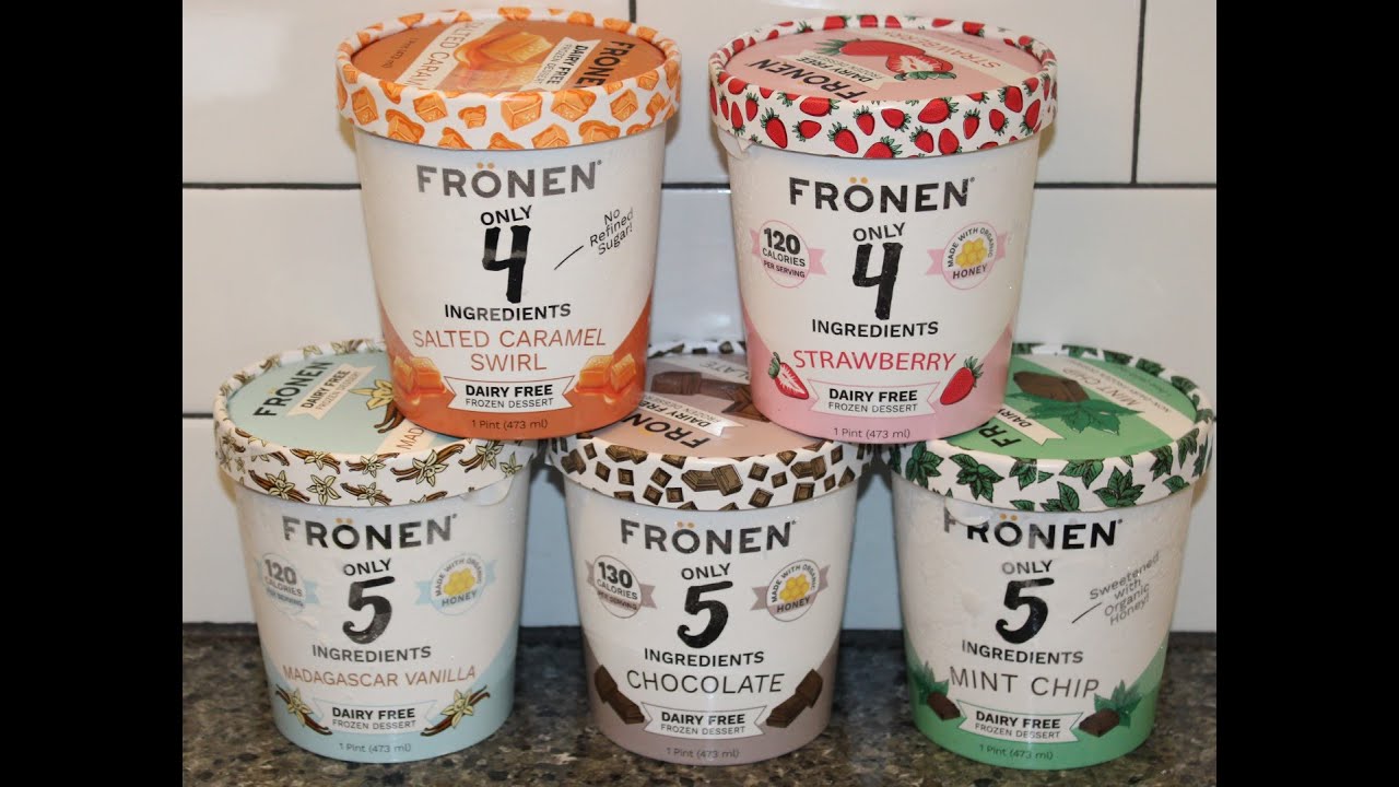 Frönen Dairy Free Dessert: Salted Caramel Swirl,Strawberry,Madagascar Vanilla, Chocolate, Mint Chip