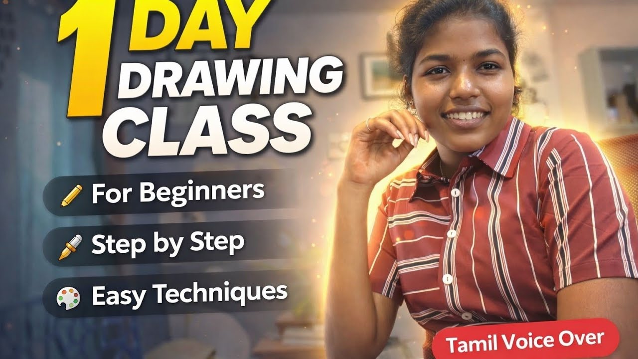 🤎Drawing class-1 |Basic Shapes to Face Drawing| Beginners|Tamil