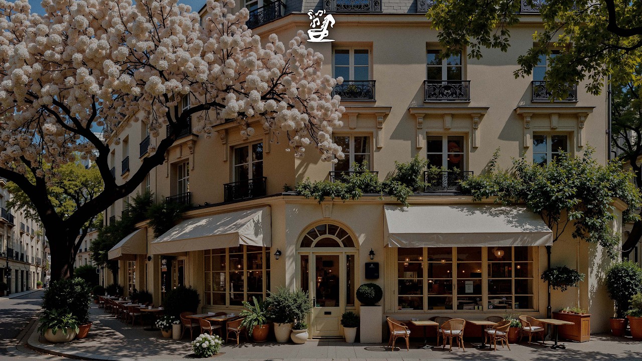 Charming Street Corner Bossa Nova 🌿 Blooming Tree Caf&eacute; Ambience for Study