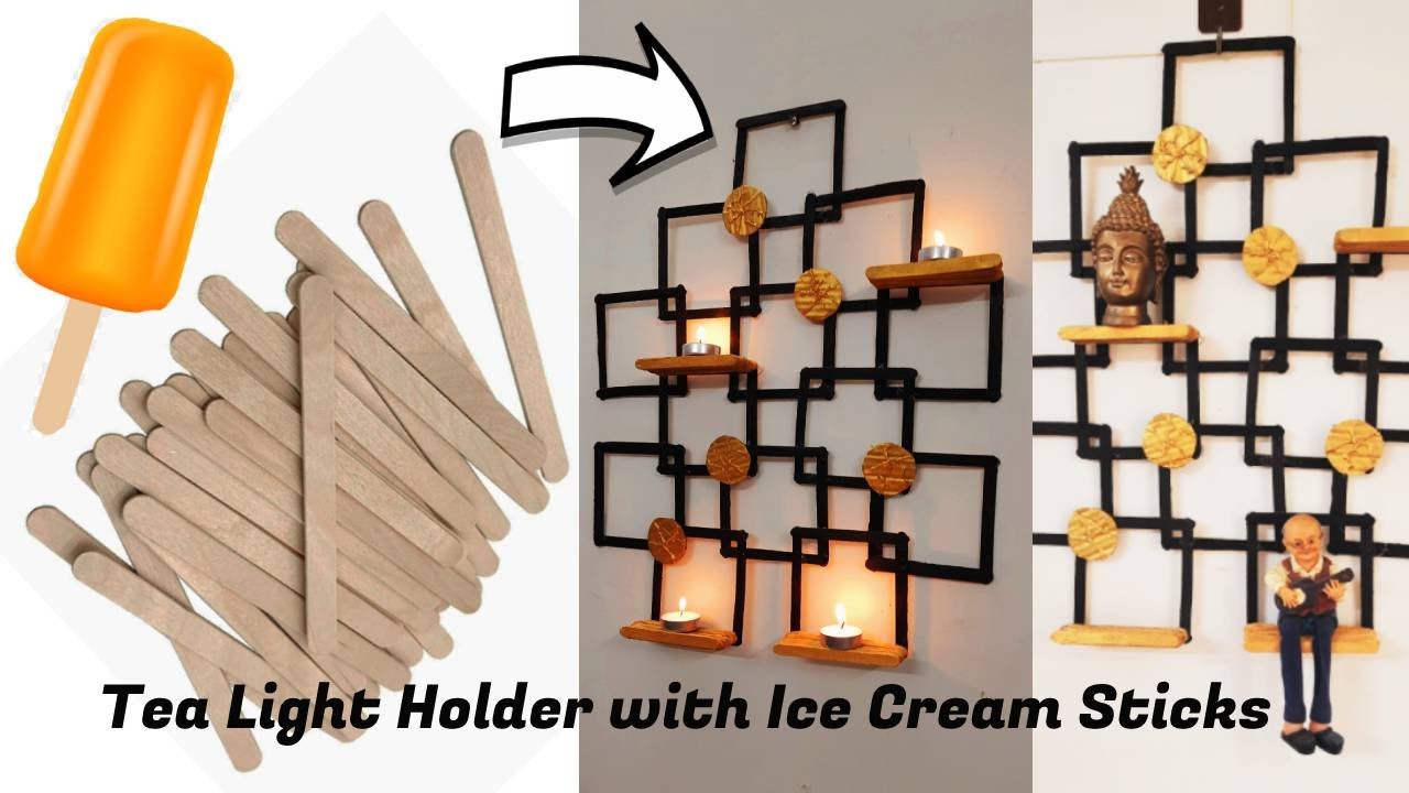 DIY Tea Light holder with popsicle sticks | Ice cream sticks craft#diycraft #popsiclestickcraft #diy