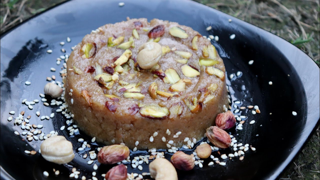 Turkish Halwa, big source of Calcium  /  Tahini Halva Recipe / no Cook Sesame Halwa recipe