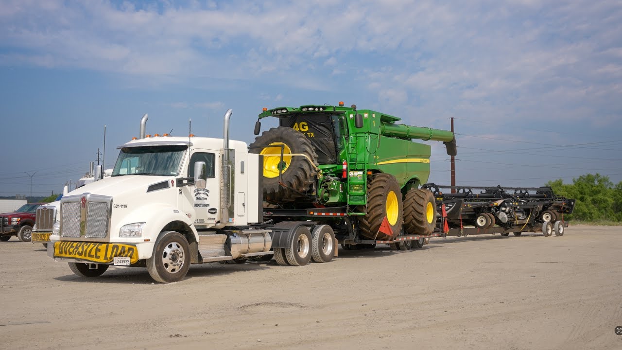 Hauling The Combines To Central Texas