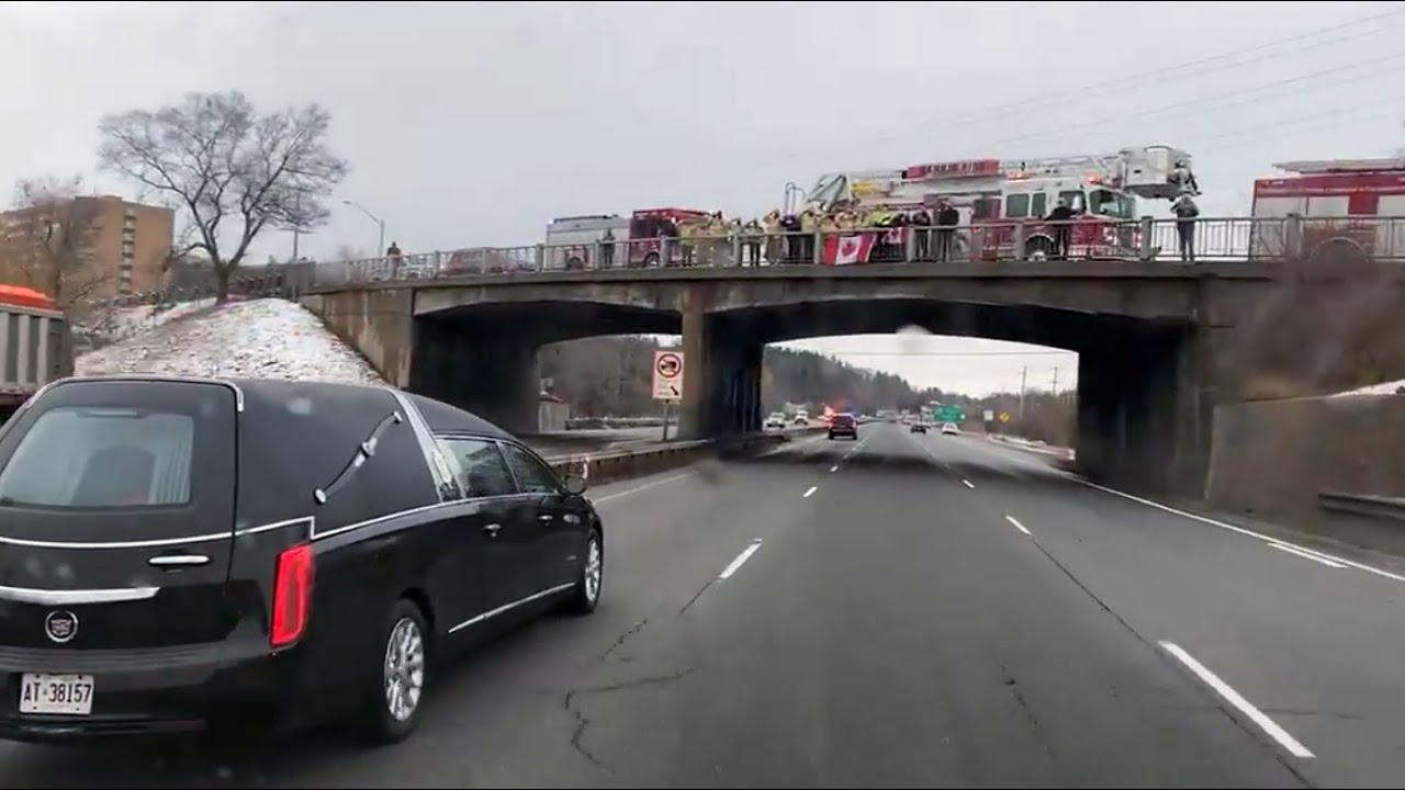 Watch as people from Toronto to Manitoulin Island salute a fallen OPP officer