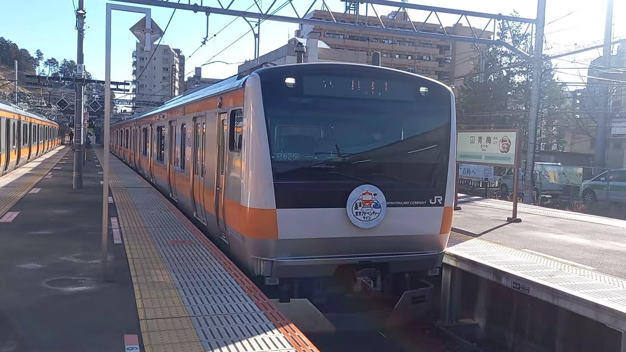 【東京アドベンチャーライン】JR東日本E233系0番台八トタP525編成 発車シーン 青梅駅3番線にて