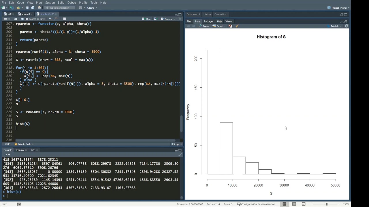 Simulación Montecarlo en R (ejemplo pérdidas aseguradora)