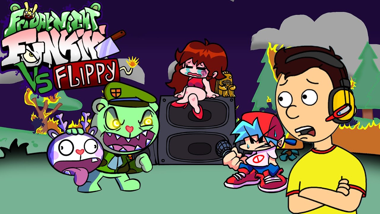 Friday Night Funkin' but FLIPPY CAUSES A DISASTER!!! (Caillou plays VS Flippy Mod)