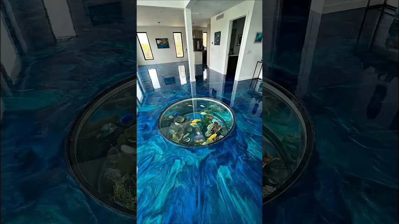 Man redesign his house in aquarium floor