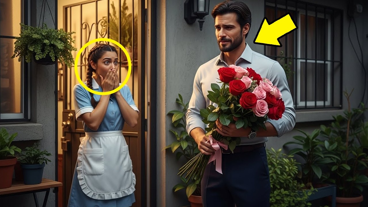 EMPLEADA LLEGA A CASA Y VE A SU JEFE MILLONARIO EN LA PUERTA CON FLORES… ¡NO LO PODÍA CREER!