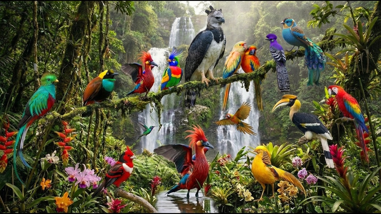 Jungle Nature Ambience | Relaxing Birds🦚🦩🦜🍁🍃🌺#AnxietyRelief  #BirdLife #BirdChirping #JungleBirds