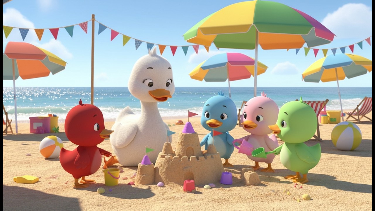 Five Little Ducks Swim and Sing with Mama Duck | Sweet 3D Nursery Song for Toddlers