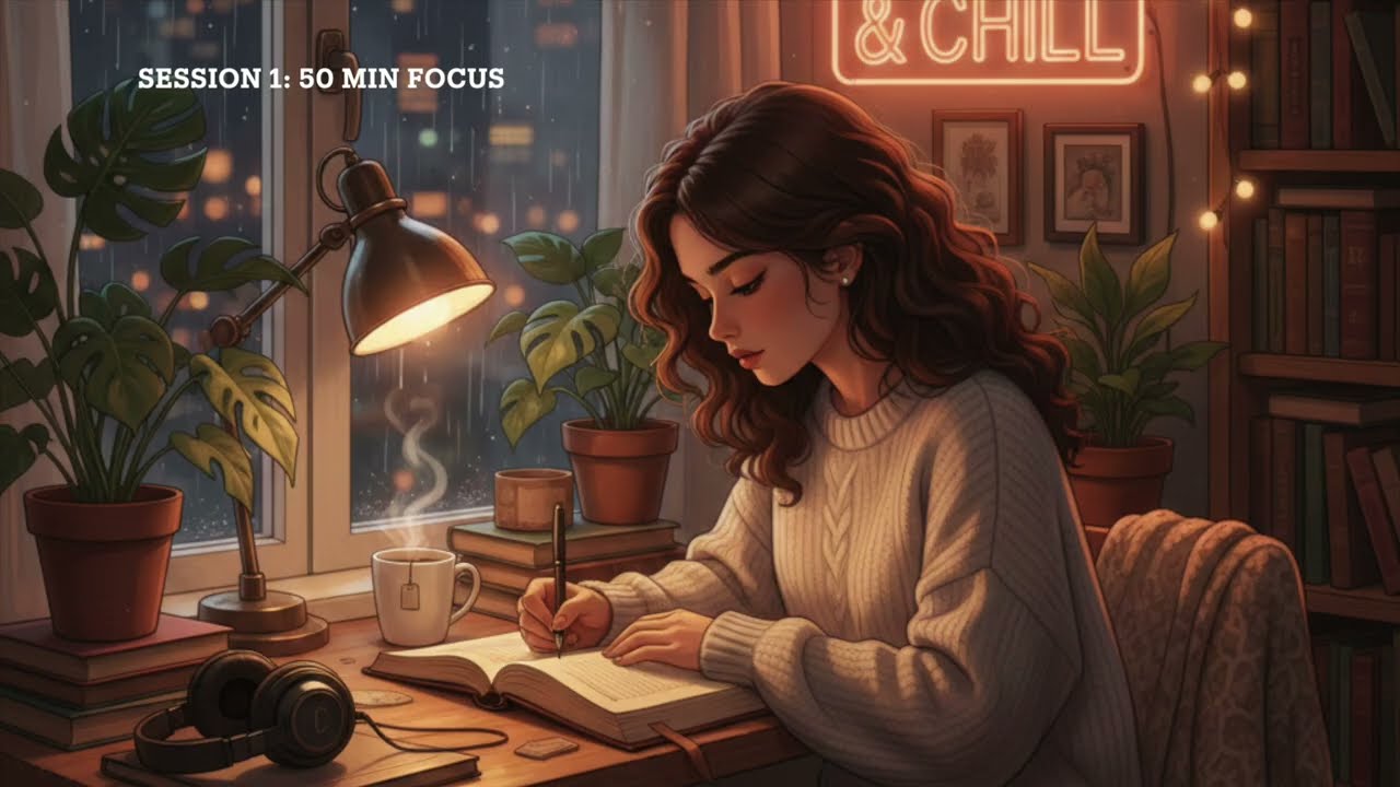 2-HOUR STUDY WITH ME 📚☕️ | Pomodoro 50/10, Lofi Music, Deep Work, Cozy Lofi Room