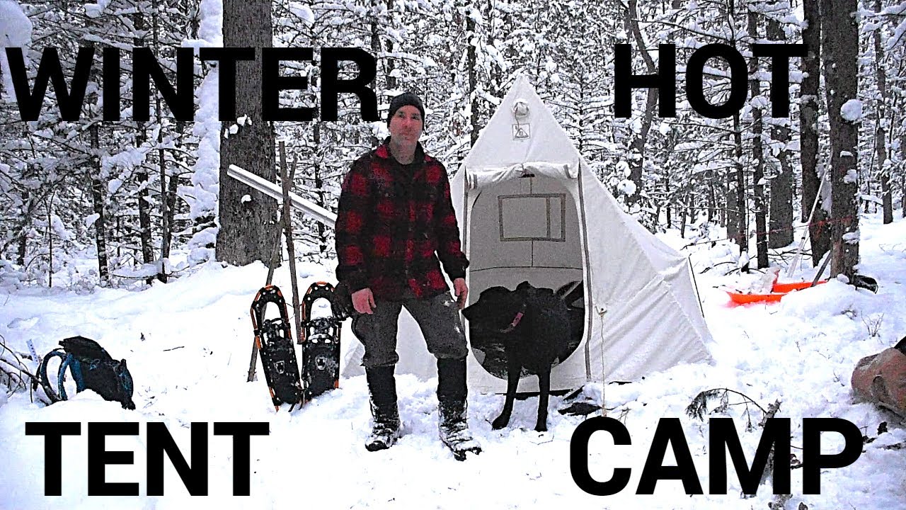 Winter hot tent camping with my dog