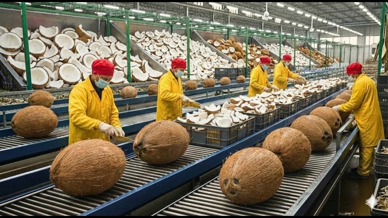Bagaimana Pabrik Memanen dan Mengolah Jutaan Kelapa (Proses Lengkap)