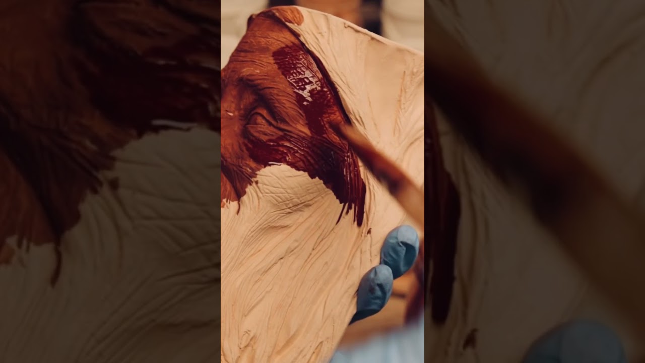 Painting iron oxide #glazing #ceramicprocess #ceramicarts #ironoxide #satisfying #asmr #art #sculpt