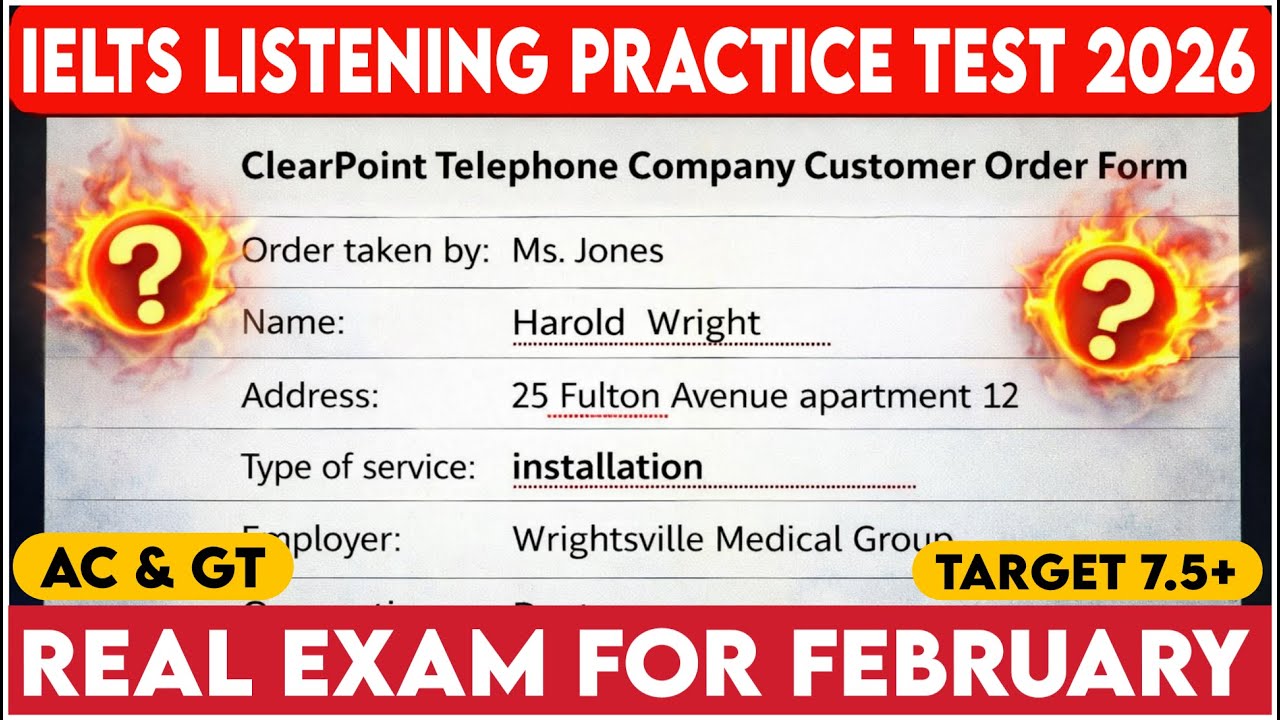 REAL IELTS Listening Exam 2026 | ClearPoint Telephone Company | Score 38+