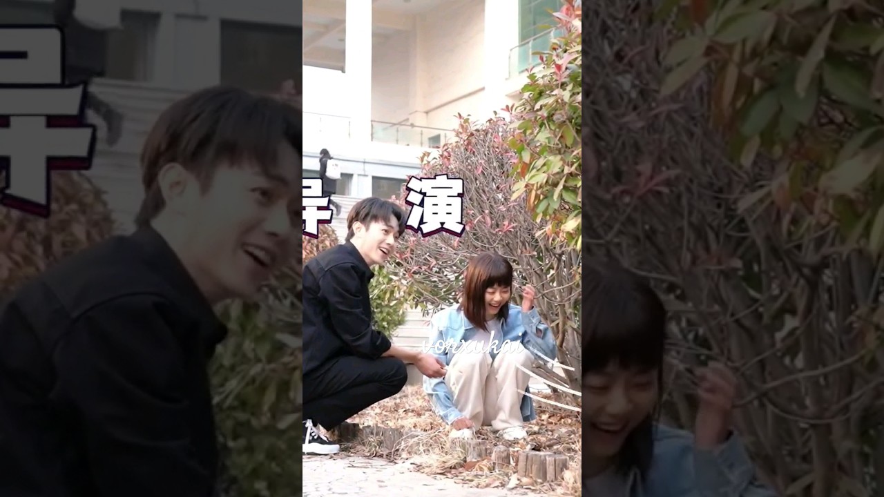 student Han Ting and JiXing feeding cat 🐱 
