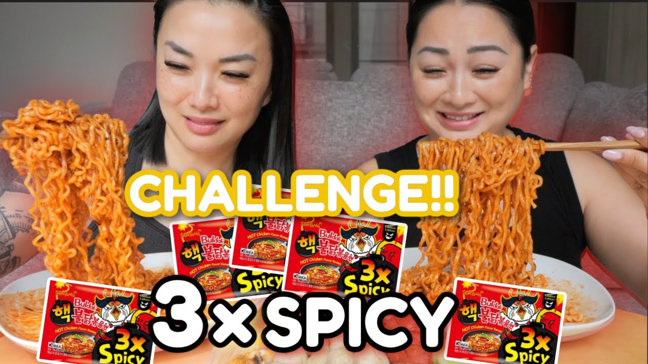 3xSPICY Samyang Buldak Noodles Extreme CHALLENGE *Sister RACE | N.E Let's Eat & SAS ASMR