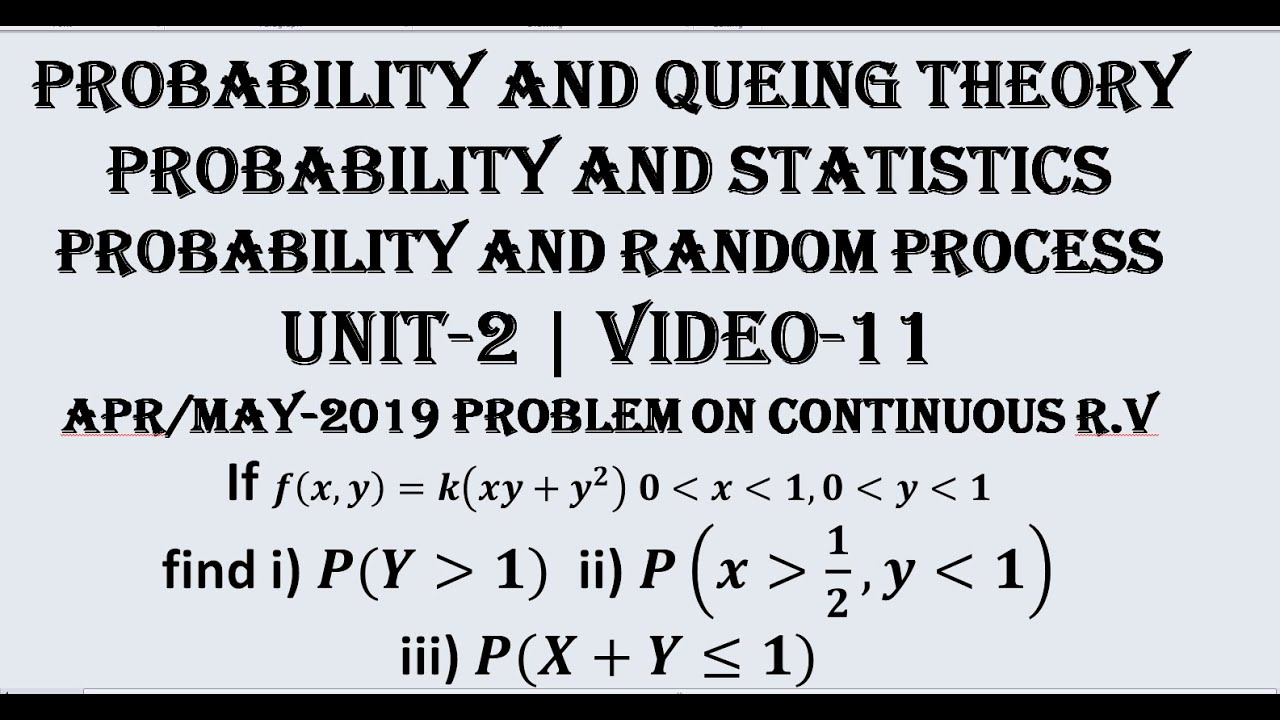 2D Random Variable finding probability of a region | PQT, PRP, P&S UNIT-2 | VIDEO-11