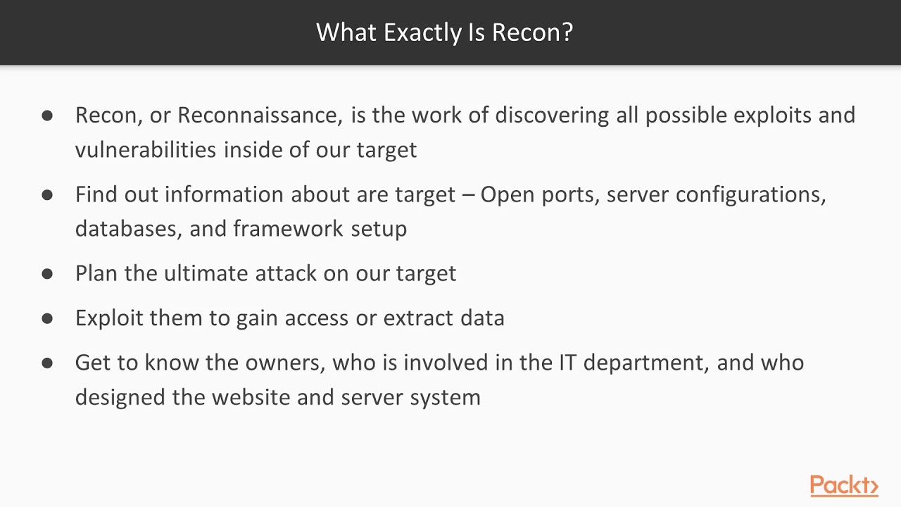 Kali Linux: Tips, Tricks and Techniques:  What Exactly Is Recon? | packtpub.com