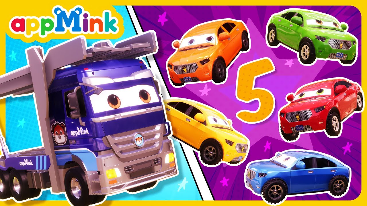 🚚 🚗🚗 Carrier Truck Song 🚗 Five Little Cars🚗🚗 🏁#appmink #nurseryrhymes #kidssong #cartoon #animation