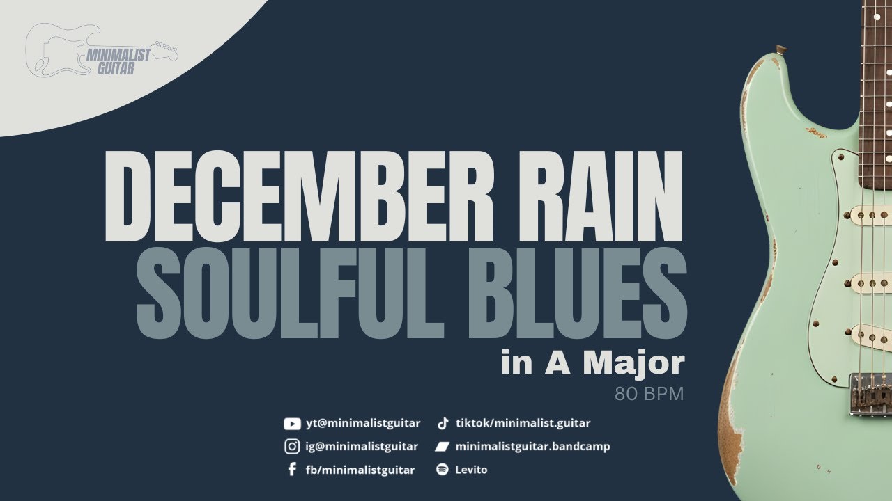 December Rain Soulful Blues in A Major l Guitar Backing Track | 80 BPM