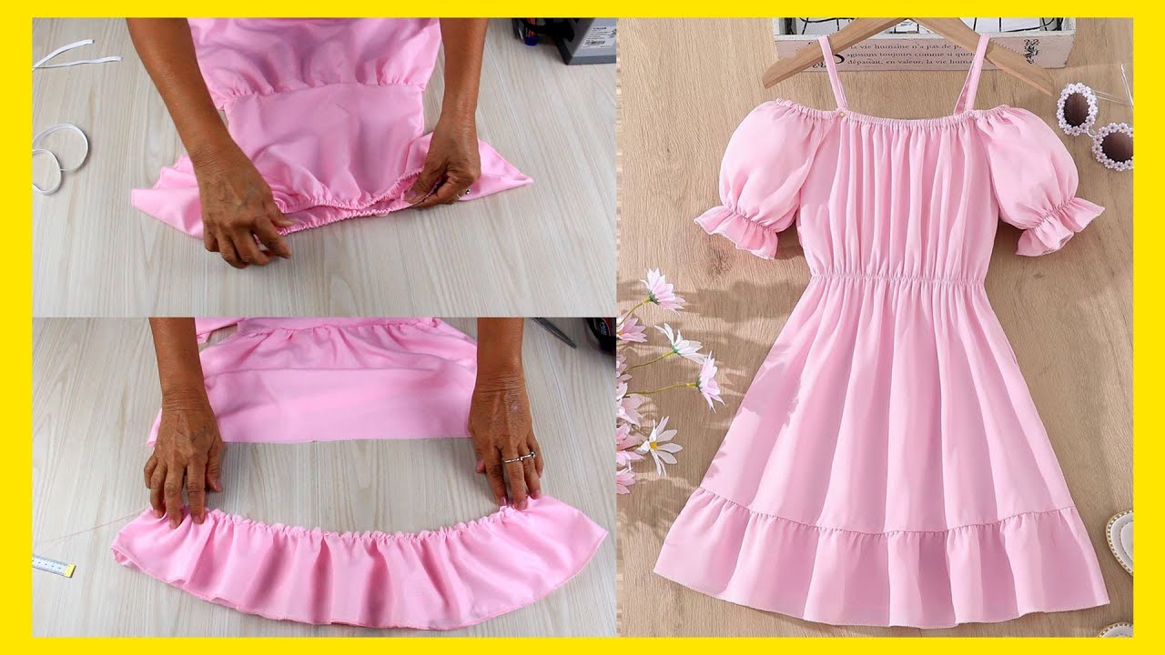🌹 Cortar en 5 minutos y coser en 10 minutos Vestido para niña