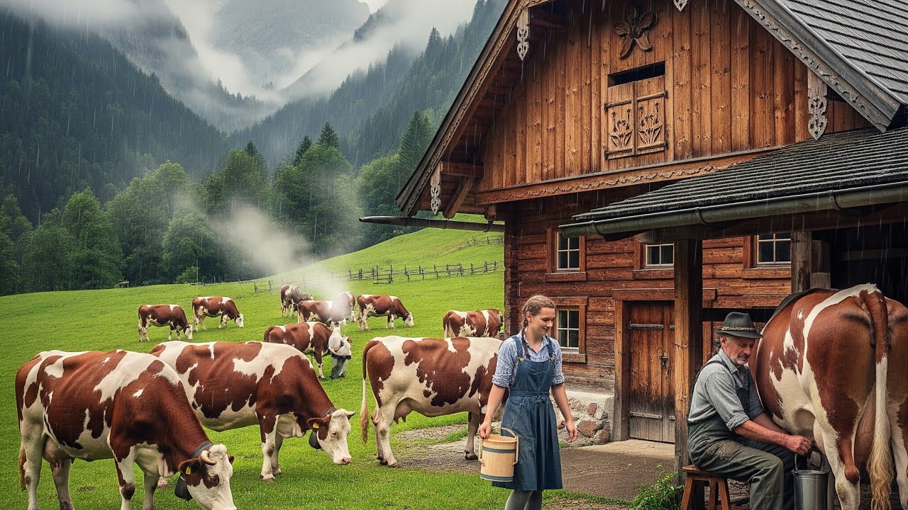 Austria Village Life: Most Beautiful Alpine Dairy Farm | Traditional Cow Milking 4K