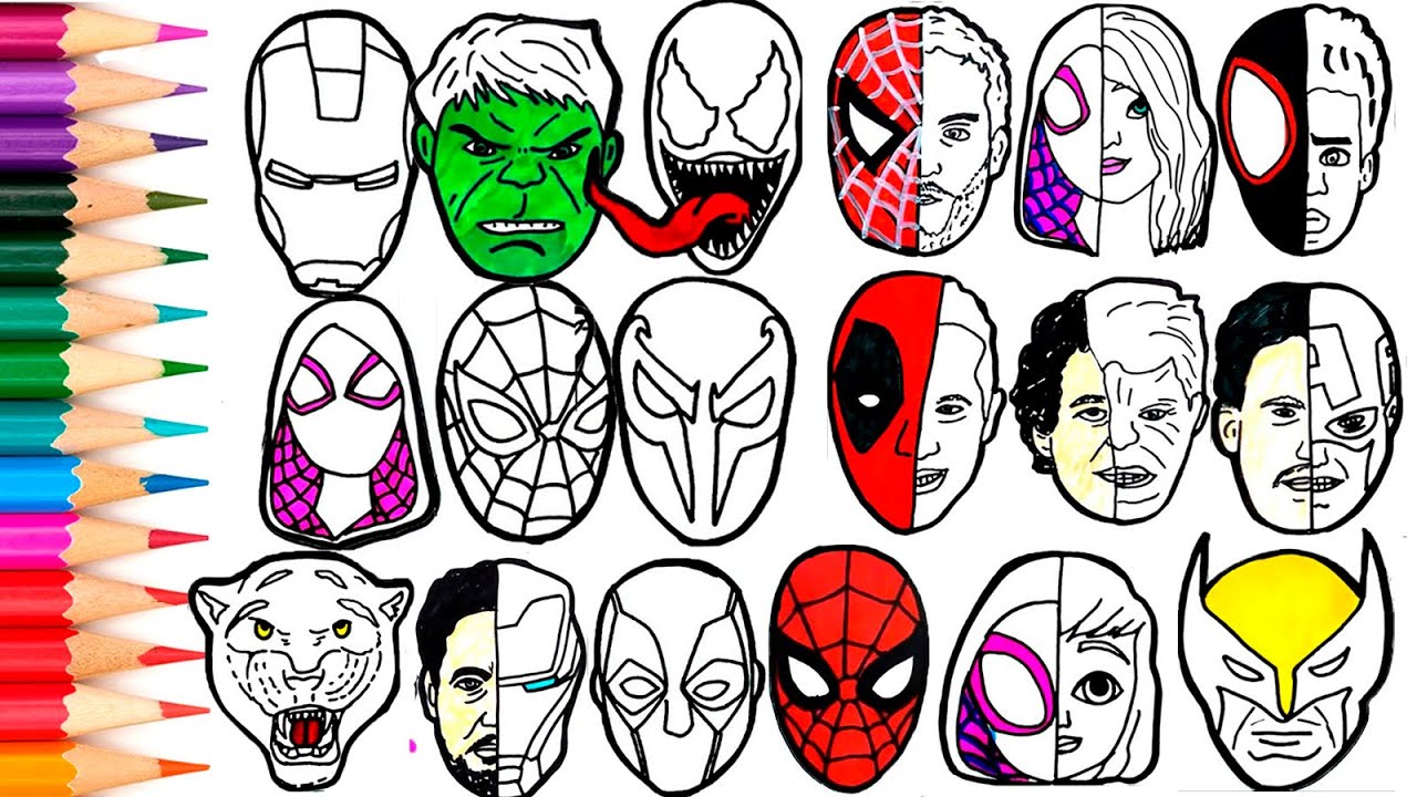🔴 How To Draw Avengers Superhero , Marvel's Spider-Man, Deadpool, Panter, Venom -FACES | Compilation
