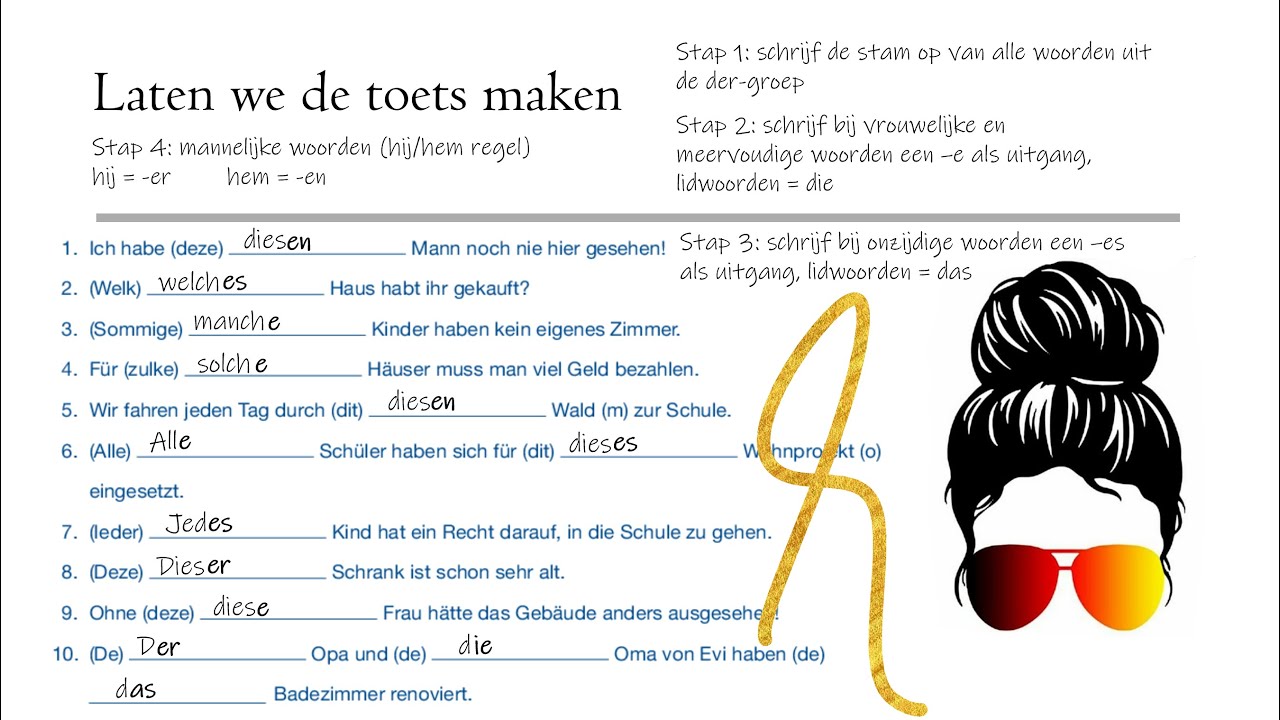 Der-groep in de 1e en 4e naamval Duits @mevrouw.duits