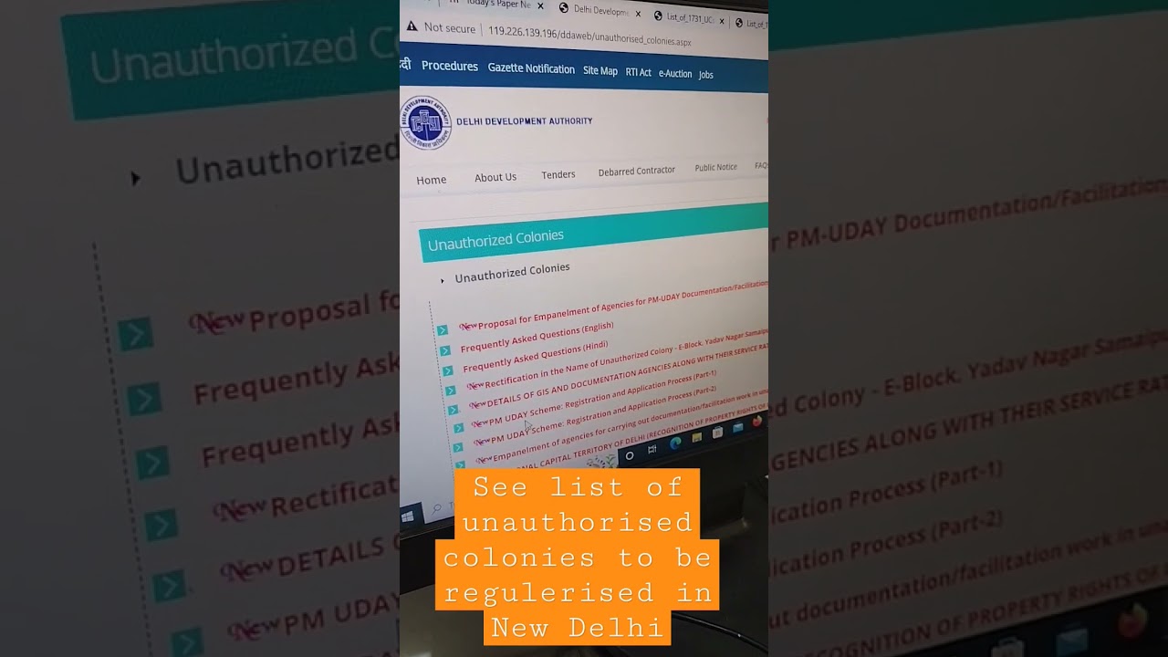 Find list of unauthorised colonies to be regularised in New Delhi.