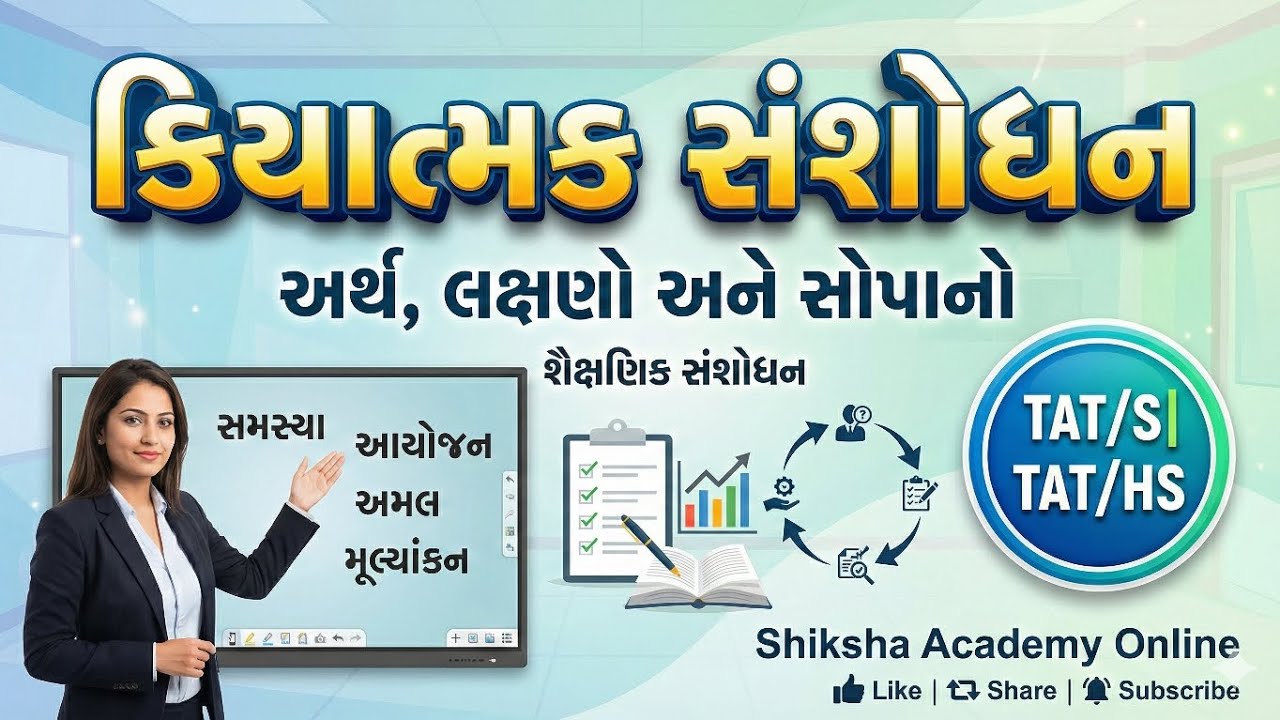ક્રિયાત્મક સંશોધન : અર્થ, લક્ષણો અને સોપાનો| TET, TAT,  B.Ed