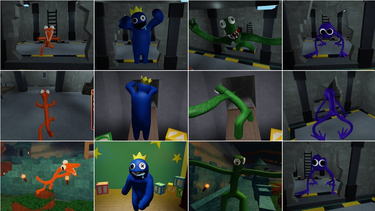 Rainbow Friends Chapter 1 Jumpscares V's Accurate Roleplay Jumpscare V's Survivor In Rainbow Monster