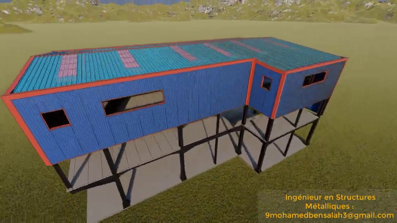 مشروع مصنع بهيكل معدني مع مراحل الدراسة Projet de structure métallique avec étapes d'étude