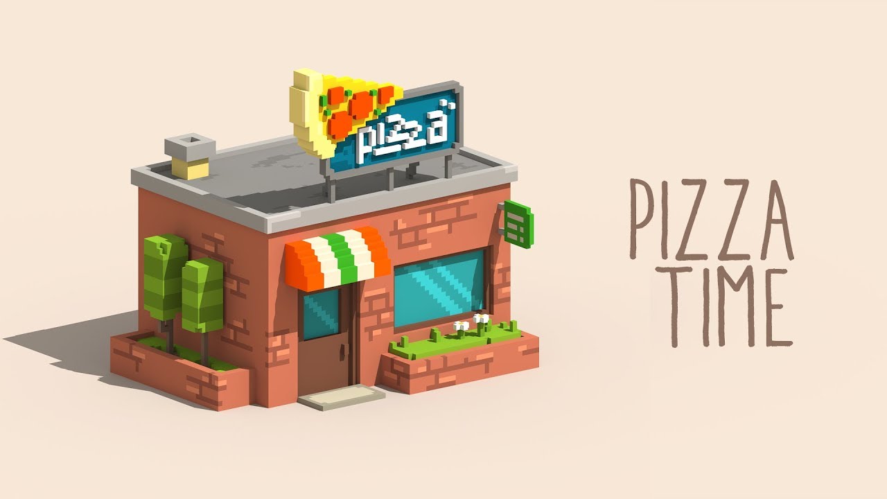 Pizza Time in voxel art