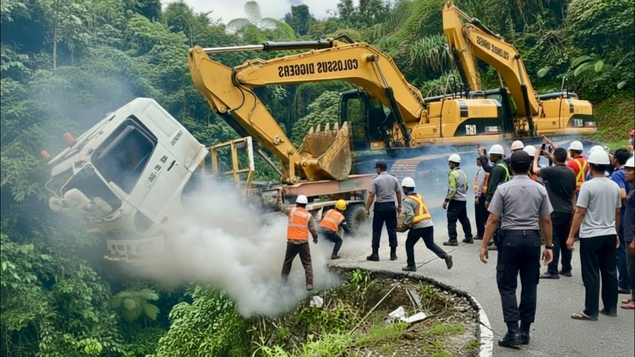BIKIN SOPIR PUCAT !!! DRAMA HARI INI, Truk Trailer Muatan Excavator Tersiksa Total Di Sitinjau Lauik