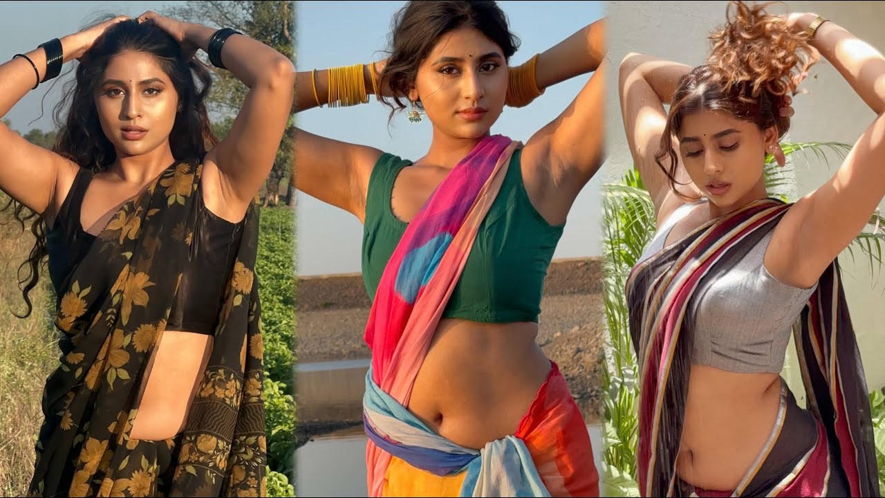 Monika Singh Stunning Low-Hip Silk Saree Look | Sleeveless Blouse Fashion Photoshoot