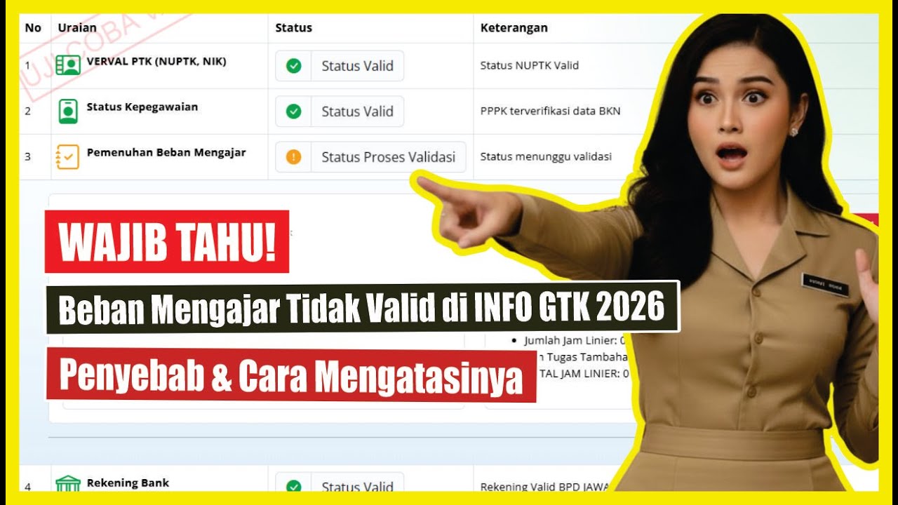 WAJIB TAHU! Beban Mengajar Tidak Valid di INFO GTK 2026, Penyebab & Cara Mengatasinya
