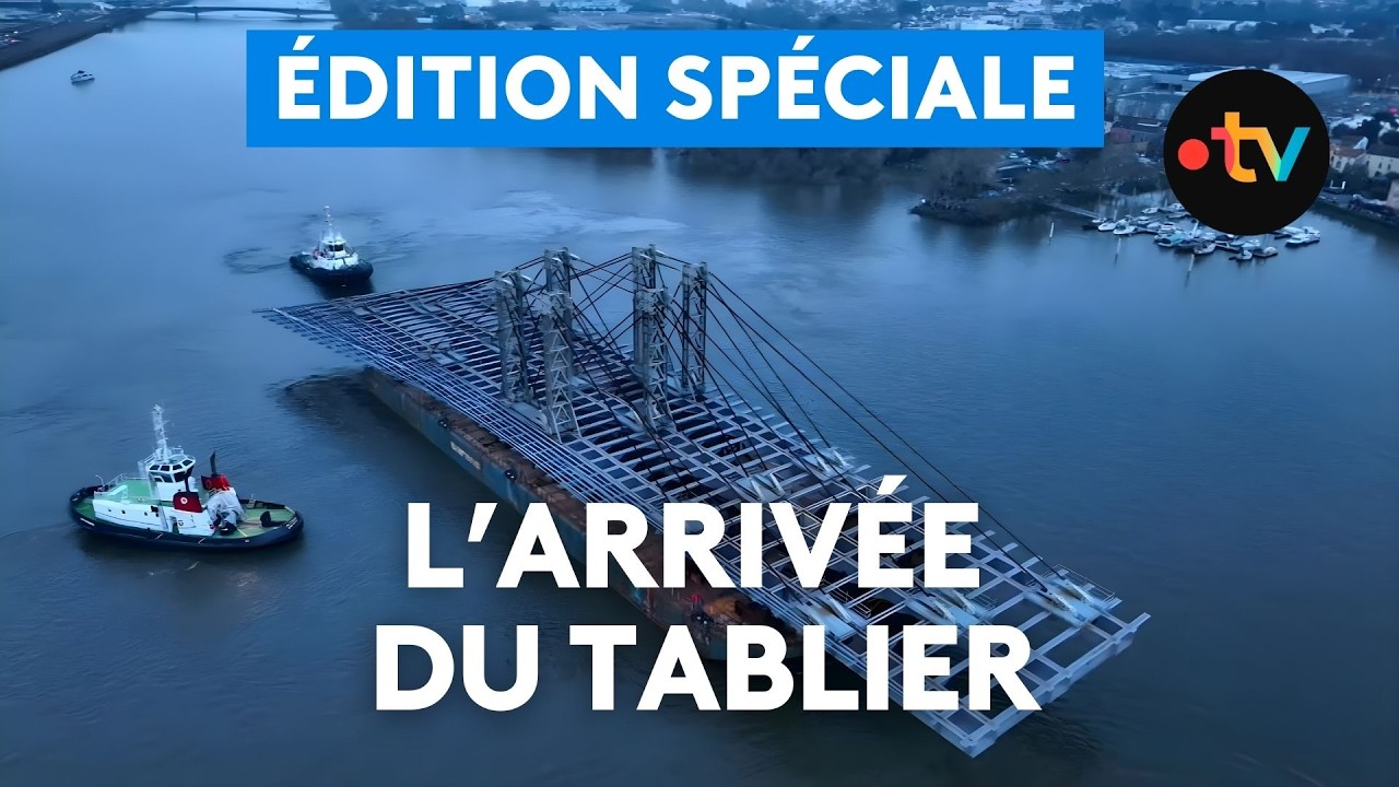 🔴 DIRECT. Suivez le tablier du pont Anne-de-Bretagne lors de sa remontée de la Loire