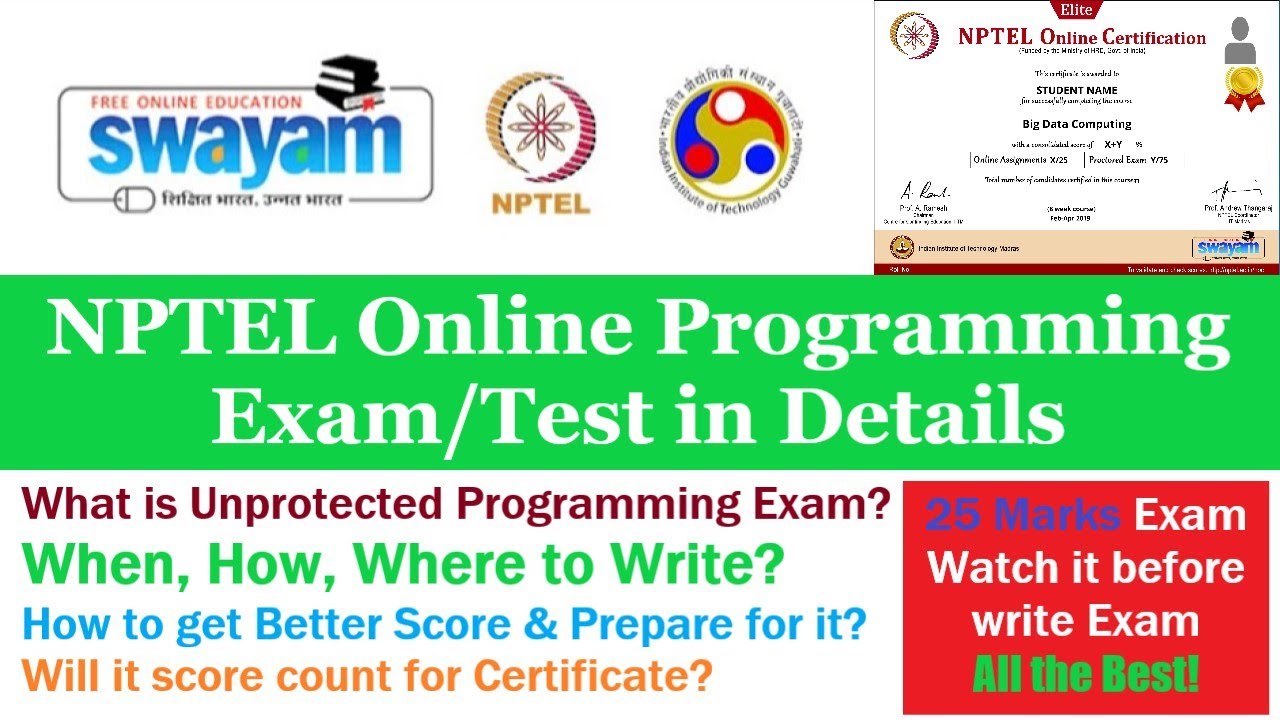 What is NPTEL Online Programming Test or Exam in Details | Unprotected Programming Exam Tips #NPTEL