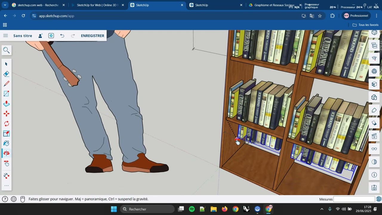 SketchUp Web – Leçon 8 : 3D Warehouse, mise en scène & export PNG
