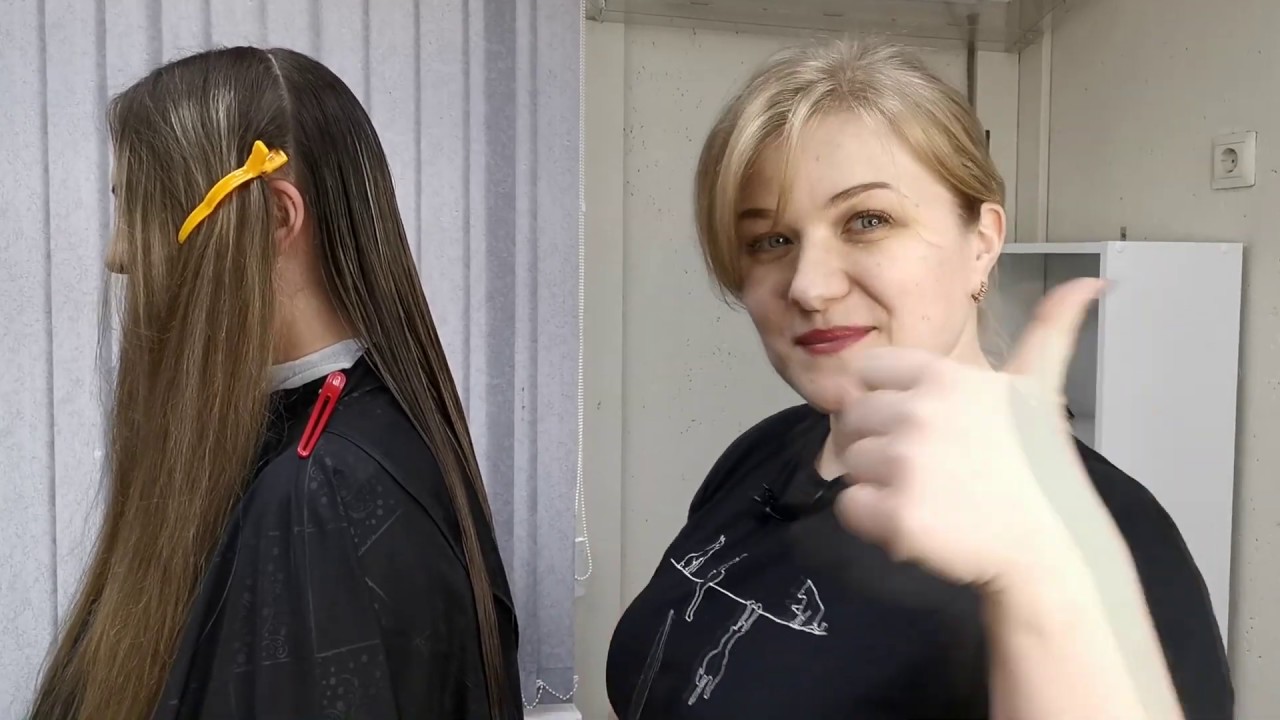 Стрижка длинных волос по одной длине /длинные волосы /ровный срез