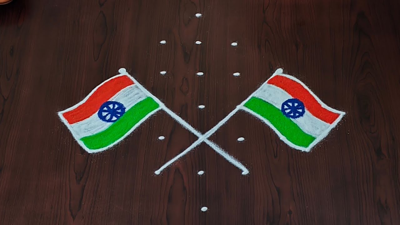 7&times;1dots Republic day special rangoli designs|independence day rangoli|easy rangoli|#Rang Kaa Rangoli